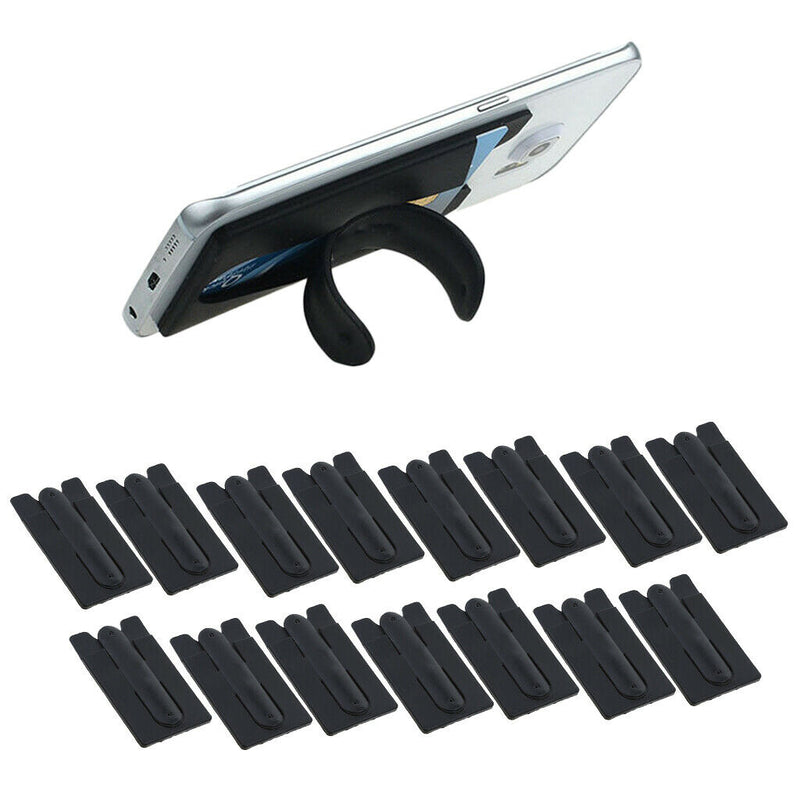 15 Pcs 2 in 1 Silicone Phone Adhesive Holder Credit Card Pouch Stand Black