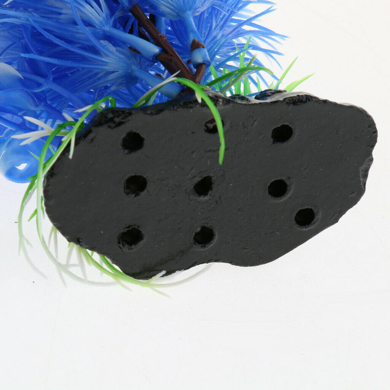 Plastic Aquarium Fish Tank Blue Grass Plant Rock Base Reptile Terrarium Vivarium