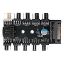 SATA Port to 10 Way 12V 3/4Pin Cooling Fan Splitter Hub PWM Controller