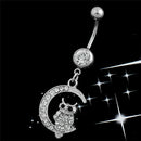 White Moon Owl Pendant Navel Piercing Women Belly Button Ring Piercing JewelrSP
