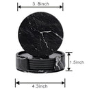 Coasters for Drinks 6-Piece with Holder,Marble Black Round Cup Mat Pad Set  C5X5