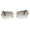 2Pack Stylish Rectangle Cut Rimless Sunglasses Tinted Lens Eyewear Shades Green