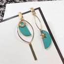 Fashion Women Long Asymmetric Earrings Drop Dangle Green Chain Earrings WO OGB
