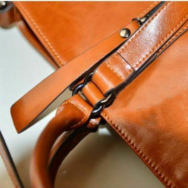 Women Oiled Leather Tote Handbag Purse Lady Messenger Shoulder Bag Satchel A2O1