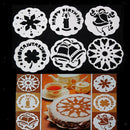 6pcs Plastic Round Cake Stencils Cookie Fondant Mold Christmas Baking Decor