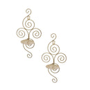 2Pcs Golden Metal Wall Mounted Sconce Tealight Candle Candlestick