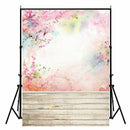 3x5ft Photography Backdrop Pink Flowers Wood Floor Photo Background for Wed