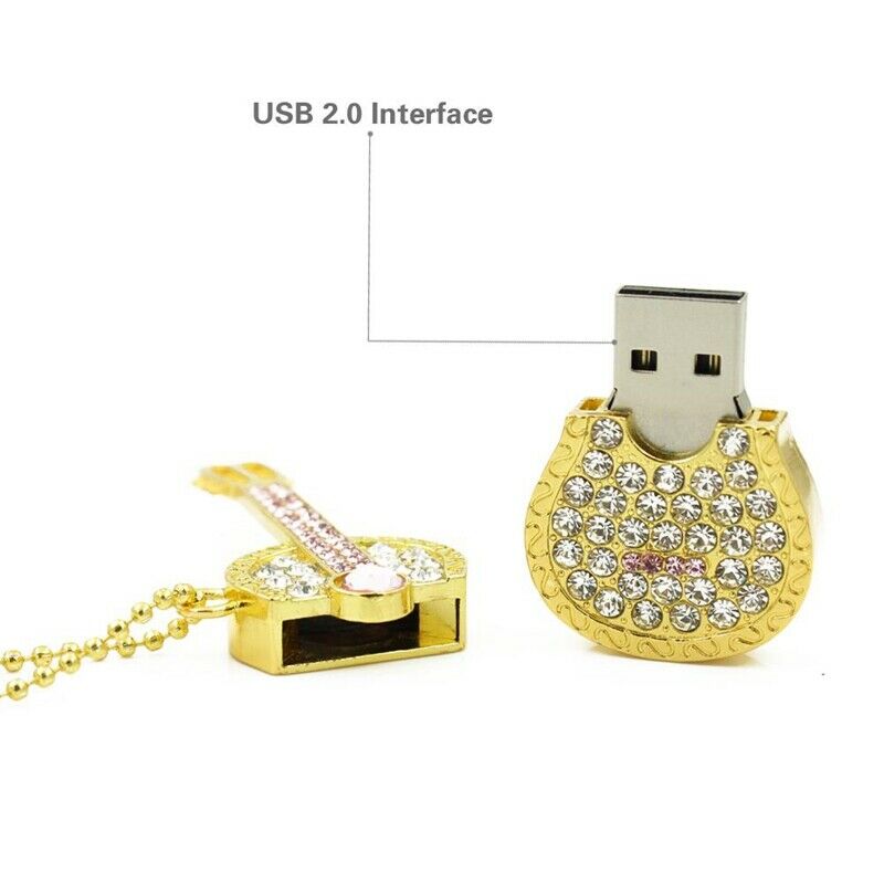 Usb Flash Drive Color Diamond Metal Full Pen Drive U Disk Crystal Guitar Dr