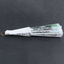 Hollow Out Rib Peony Print Lace Trim Folding Fabric Hand Fan Colored T2X4