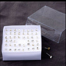 One Set of 24 Pairs Clear Artificial Crystal Allergy Free Earrings Stud