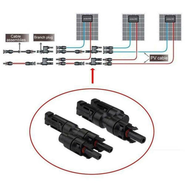 1 Set Solar Panel MC4 T Branch Connectors MFF FMM Wire Photovoltaic Coupler #gib