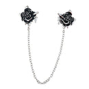 Alloy Rose Sweater Collar Clip Cardigan Clasp Duck Mouth Clip with Chain