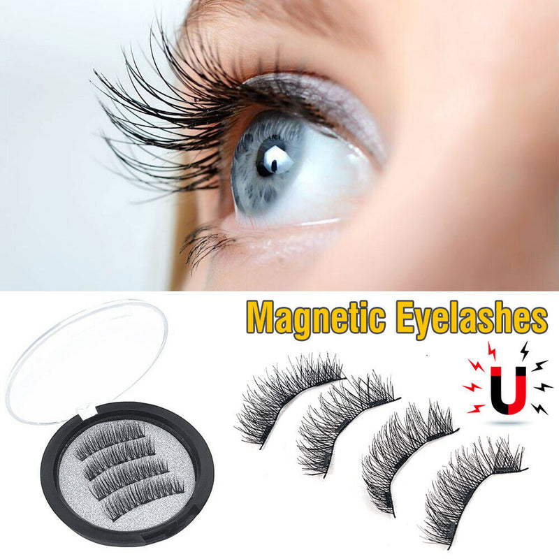 New 4 Pcs Magnetic Eyelashes Reusable Magnet False Thick Eye Lashes Extension