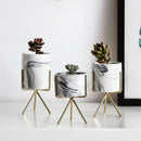 Nordic Home Minimalist Style Marble Vase Wrought Iron Tabletop Succulent Fl L2S4
