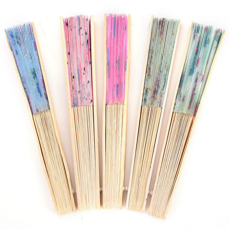 Chinese Folding Silk Pocket Flower Hand Fan Wedding Dance Party Color Random OZ