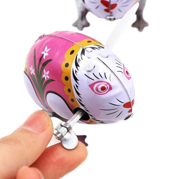 1Pc cute tin wind up clockwork toys jumping rabbit classic toyA Gw