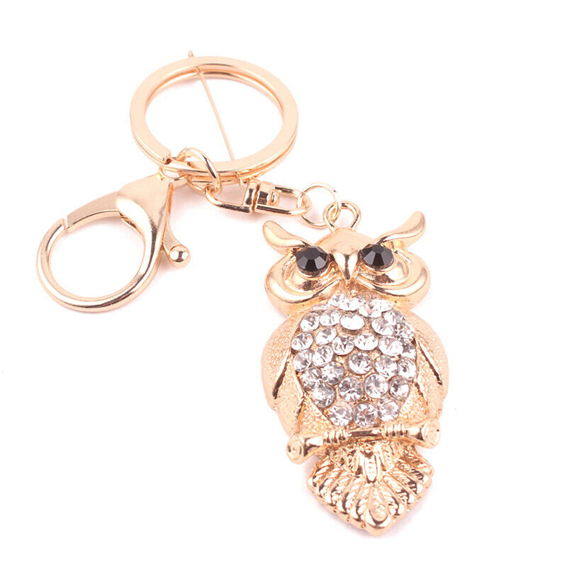 Cute Owl Tassel Key Ring Car Bag Mini Charm Keychain Crystal Animal Women Gi Bj