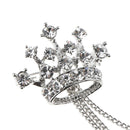 2pcs Elegant Crown Tassel Chain Brooch Lapel Pin For Coat Suit Wedding Party