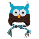 Cute Handmade Owl Knit Hat Cap Light Blue and Coffee K9R9