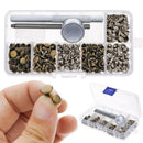120Set Leather Double Cap Rivets Tubular Metal Studs Fixing Tool Kit Punk Craft