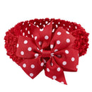 Baby Girl Rib Dovetail satin ribbon Polka Dot Bow Elastic hair band(Red)