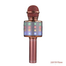 Wireless Bluetooth Karaoke Microphone KTV Mini Portable Speaker (Pink+LED)