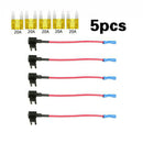 5Pack 12V 20 Amp Car Add-a-circuit Fuse TAP Adapter Kit, Mini ATM APM Blad UNR