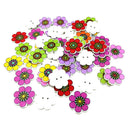 50Pc Cartoon Sunflower Wood Sewing Buttons for Card Making Scrapbooking 25mm
