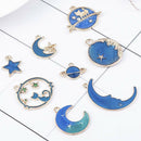 8Pcs/Set Enamel Planet Charms Pendant Jewelry Findings DIY Craft Making