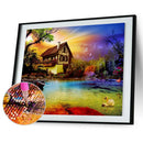 Cabins in the Woods 5D DIY Full Round Diamond Painting Landscape Craft Art