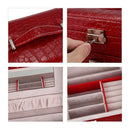 Crocodile Pattern Jewelry Box With Drawer Double Necklace Earrings Storage