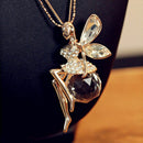 Fashion Women Crystal Fairy Angel Wing Long Chain Sweater Pendant Necklace New