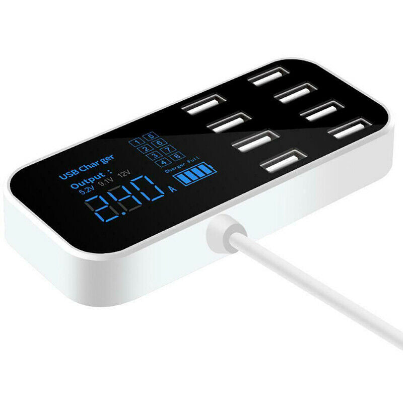 USB 8 Multi-Port Adapter Desktop Wall Charger Smart LED Display Charging Sta Bj