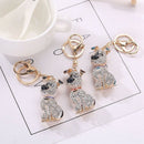 South Korean Hot Crystal Puppy Dog Keychain Key Ring Trinket Purse Bag Car