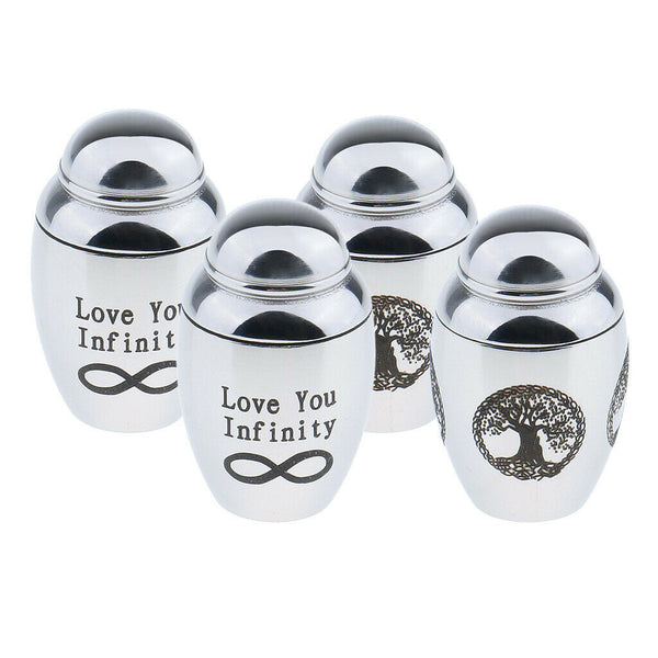 4 Pieces Stainless Steel Cremation Urn Memorial Jar Tree Of Life Love You
