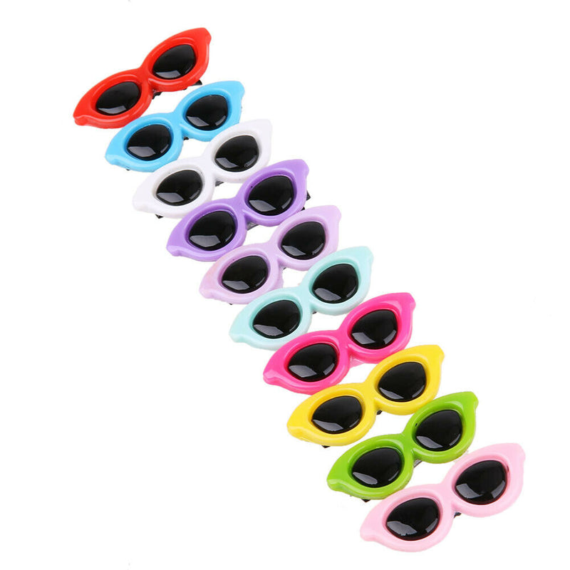 10pcs/Set Plastic Pet Sunglasses Hairpin Headdress Dog Hair Clip Pets Head A