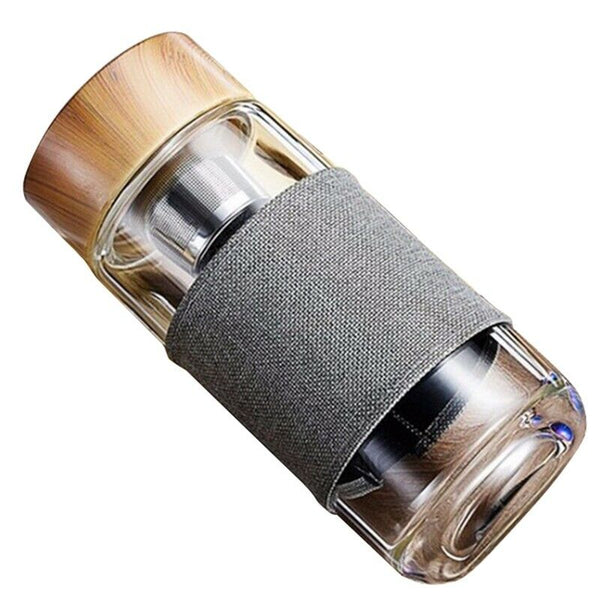 400Ml Glass Water Bottles with Stainless Steel Filter Tea Infuser Outdoor P A7V2