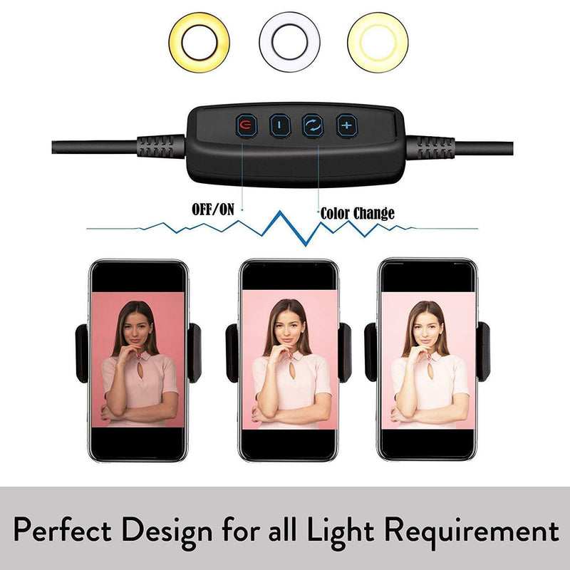 LED Selfie Ring Light with Cell Phone Holder Flexible Stand Stream Lamp ST-33