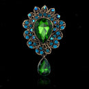 Elegant Wedding Blue Green Crystal Rhinestone Teardrop Brooch Pin Broach Jewelry