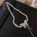 Butterfly Rhinestone Necklace Women Tassel Long Choker Party Neck Jewelry