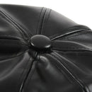 Hat Beret Unisex PU Leather Cap Black Fashion