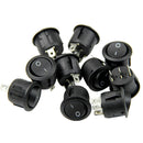 10PCS Black Mini Round 3 Pin SPDT ON-OFF Rocker Switch Snap-in L6F7