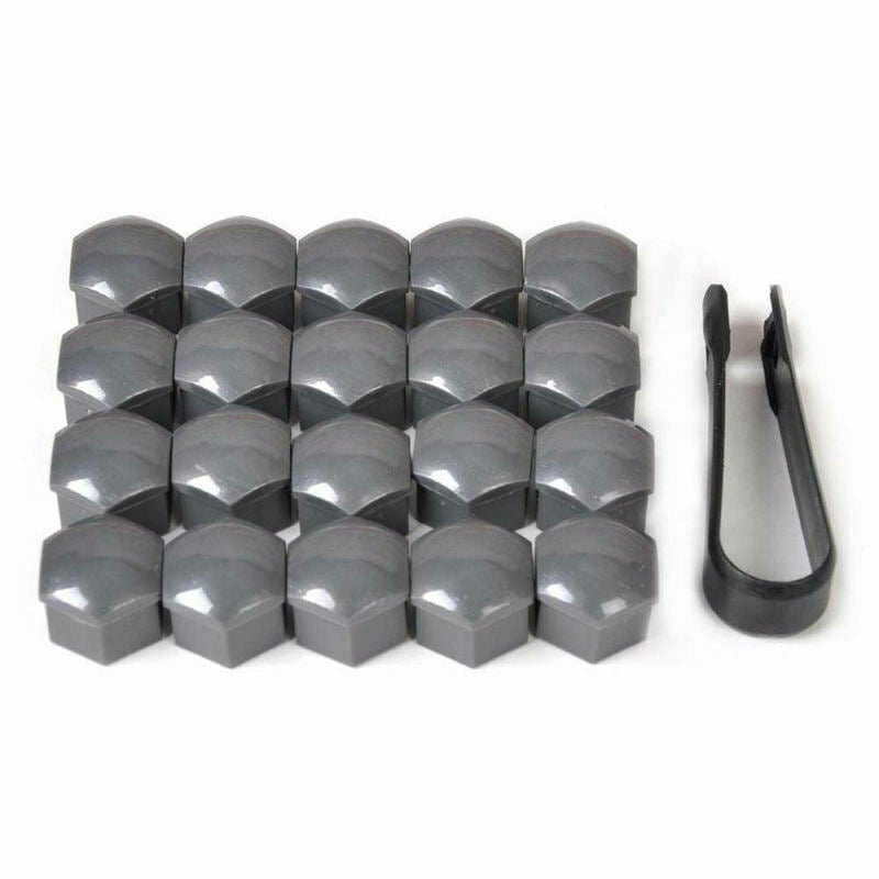 20pcs Car Wheel Nut Bolt Center Cover Gray 17mm Caps + 1x Clip for VW Audi EVU