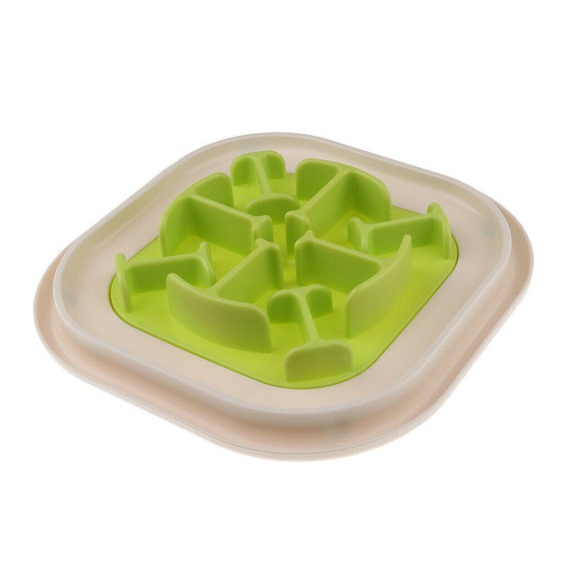 Pet Dog Cat Slow Bowl Feeder Feeding Dish Anti-Choking Bone type Green