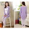 Womens Pajama Sleepwear Nightwear Set Long Sleeve Round Neck Tops Stripe Pants