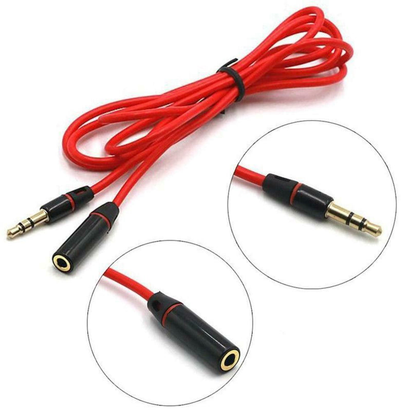 3.5mm audio extension cord headphone cable male to female 1.2M industrial red