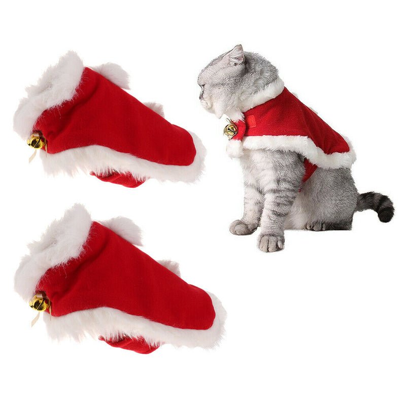 2x Dog & Cat Costumes For Christmas And Holidays, Party Red Cloak