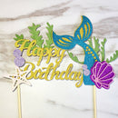 Starfish Mermaid Happy birthday Cake Toppers Cupcake Baby Shower DIY LJ