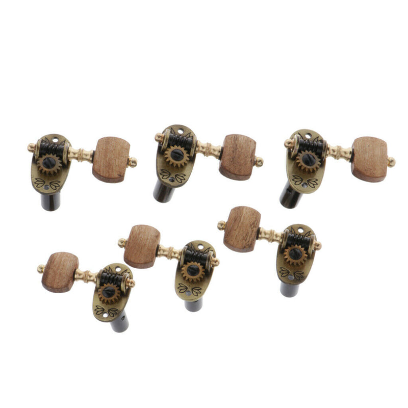 Pack of 6 Left+Right Opened Classical Guitar Tuning Keys Tuners Acacia