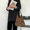Fashion Corduroy Handbag Chain Totes Lady Shoulder Shopping Bag (Leopard)